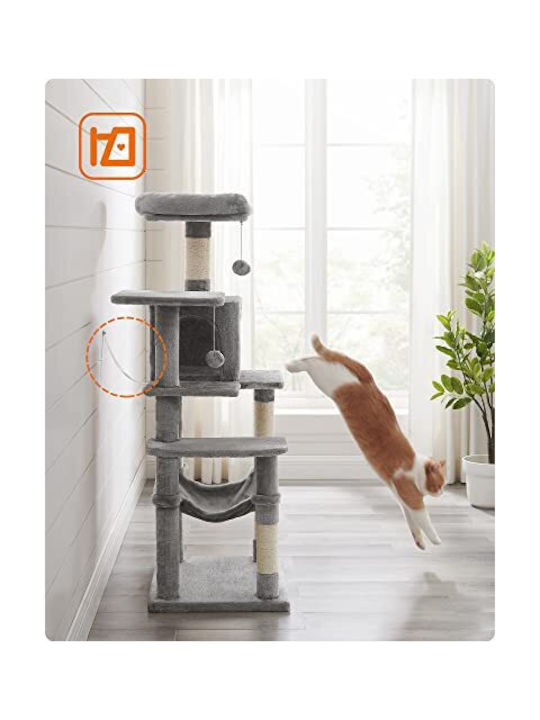 Feandrea Scratching Post Cat Trees Gray 5 levels 55x45x143cm