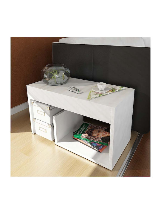 Rosana Rectangular Wooden Side Table White L35xW29.5xH60cm