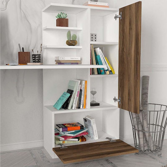Schreibtisch Merino Holz mit Bücherregal White / Walnut 149.5x61.8x120cm