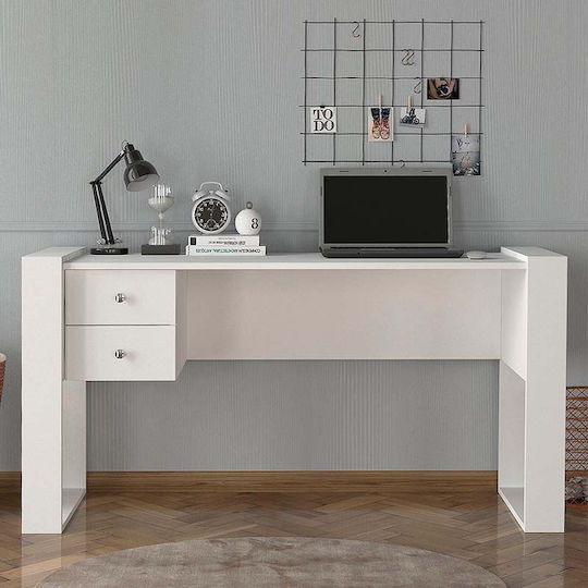 Desk Fernando Wooden White 158.4x60x72.2cm