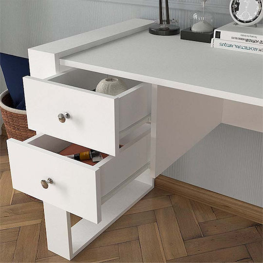 Desk Fernando Wooden White 158.4x60x72.2cm