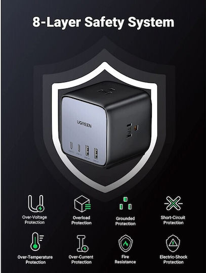 Ugreen Πολύπριζο 3 Θέσεων με 2 USB-A, 2 USB-C και Καλώδιο 1.8m