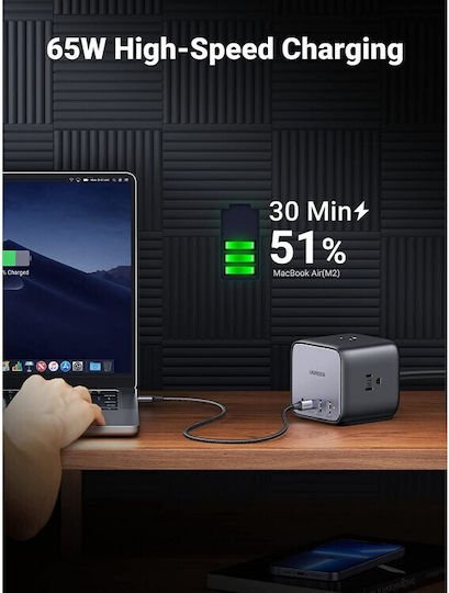 Ugreen Πολύπριζο 3 Θέσεων με 2 USB-A, 2 USB-C και Καλώδιο 1.8m