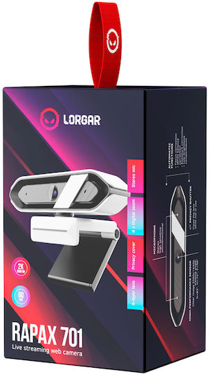 Lorgar Rapax 701 Web Camera 2K 60FPS with Autofocus and Privacy Cap White LRG-SC701WT