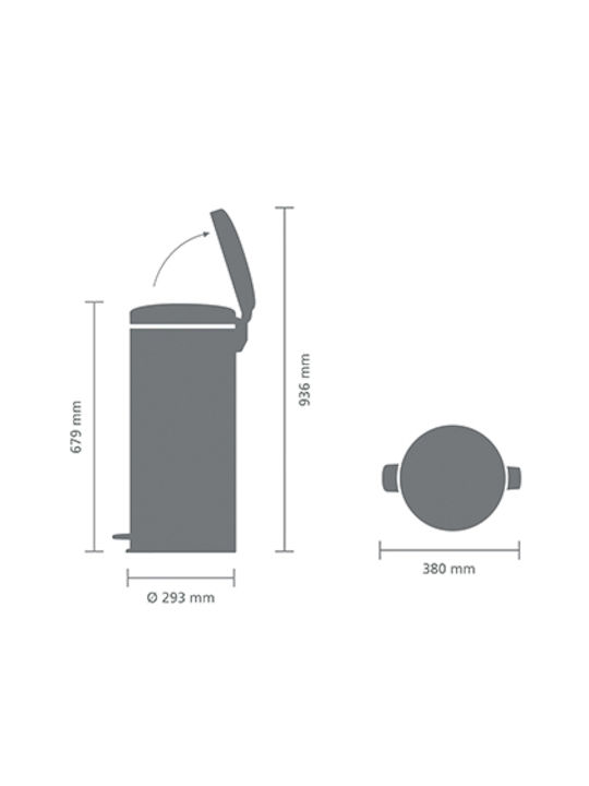 Brabantia NewIcon Waste Bin Waste made of Stainless Steel with Pedal Matt Steel FPP 30lt 1pcs
