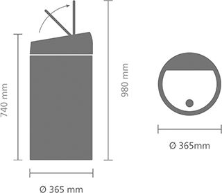 Brabantia Κάδος Touch Bin Απορριμμάτων από Ανοξείδωτο Ατσάλι Push Matt Steel 60lt