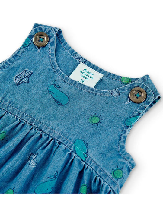 Kinderkleid Ärmellos Denim Set aus 2 Mit Slip Blau