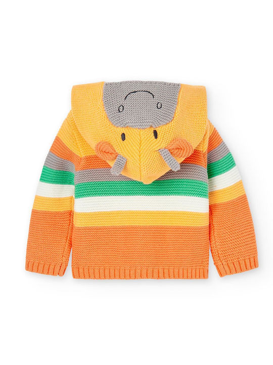 Boboli Girls Knitted Hooded Sweatshirt with Buttons Orange