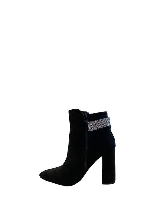 Women's Suede Boots with Tack + Choker Black