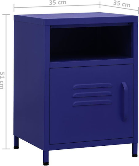 Metallic Bedside Table Ναυτικό Μπλε 35x35x51cm
