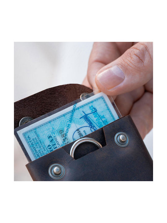 Δερμάτινο Πορτοφόλι για Κάρτες, Χαρτονομίσματα, Ταυτότητα και Κέρματα σε καφέ χρώμα