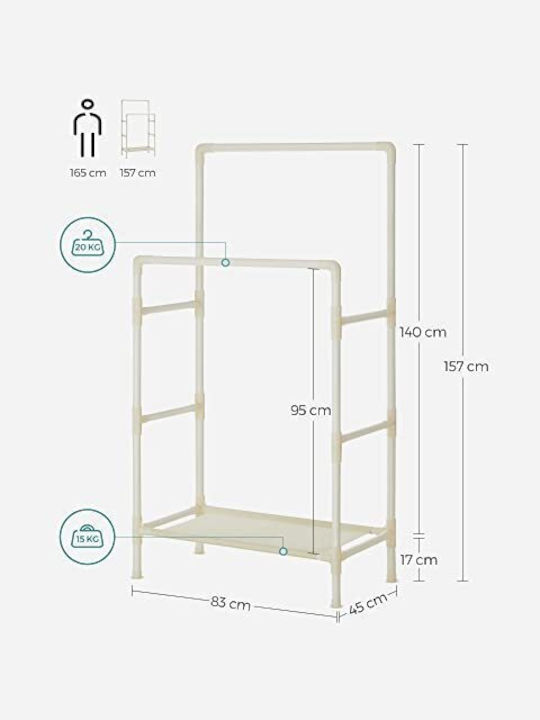 Songmics Гардеробна стойка Бял 88x44x154см