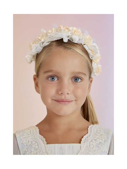 Abel & Lula Beige Kids Headband with Flower