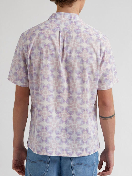 Resort Short-sleeved Cotton Shirt Floral Lilacc