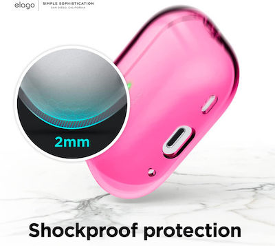 Elago Hang Silicone Case with Keychain Neon Hot Pink for Apple AirPods Pro