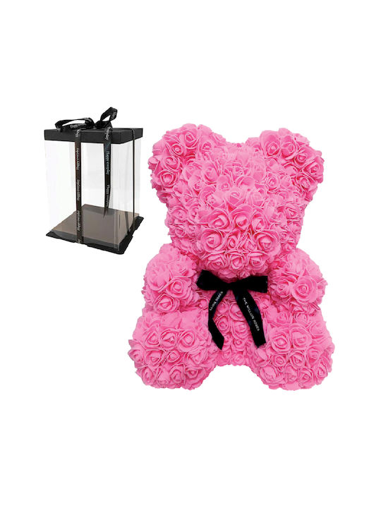 Teddybär aus Künstlichen Rosen Fuchsia 40cm in Box 1Stück