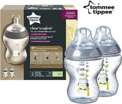 Tommee Tippee Plastic Bottle Closer To Nature with Silicone Nipple for 0+, 0+ m, months 260ml 2pcs 42252103