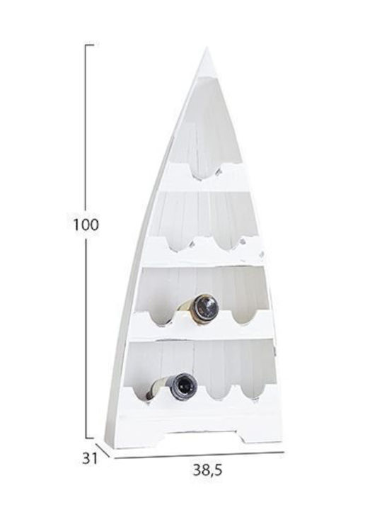 HomeMarkt Freistehend Flaschenhalter Hölzernes für 10 Flaschen Weiß 38.5x31x100εκ.