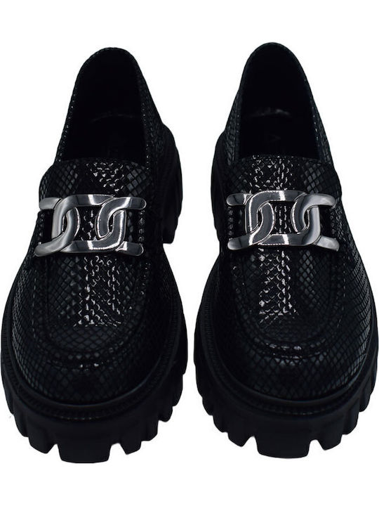 Leder Damen Mokassins in Schwarz Farbe