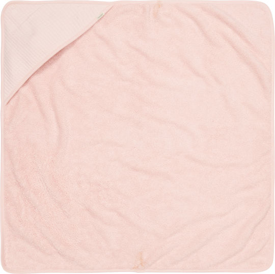 Little Dutch Βρεφική Κάπα-Μπουρνούζι με Κουκούλα Pure Soft Pink 75x75εκ.