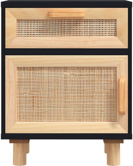 Κομοδίνο Ξύλινο Μαύρο 40x30x50cm