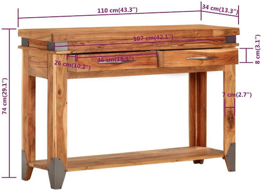Конзолна маса Д110xШ34xВ74cm