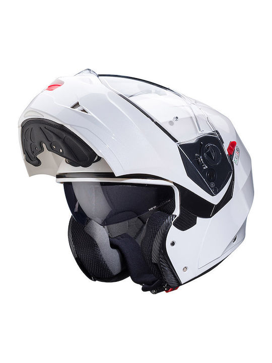 Caberg Duke-X Solid White Κράνος Μηχανής Flip-Up ECE 22.06 1550gr με Pinlock και Sunvisor
