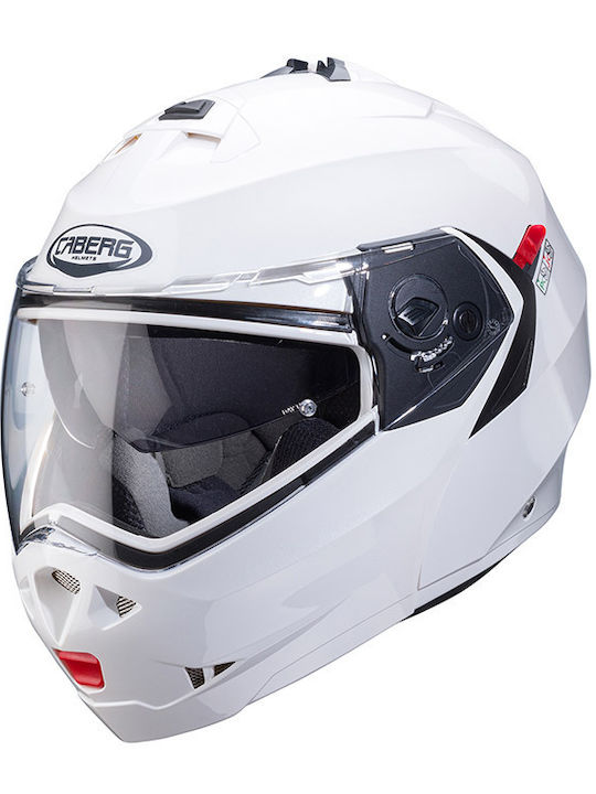 Caberg Duke-X Solid White Κράνος Μηχανής Flip-Up ECE 22.06 1550gr με Pinlock και Sunvisor