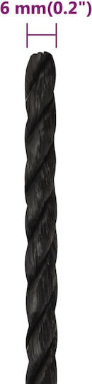 vidaXL Rope Diameter 6mm Length 100m Black Work Rope Black 6mm 100m Polypropylene