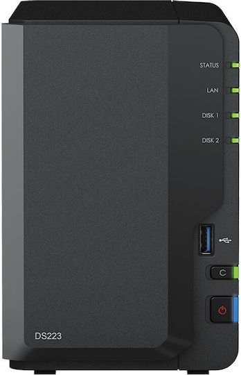Synology DiskStation DS223 NAS Кула с 2 слота за HDD/SSD