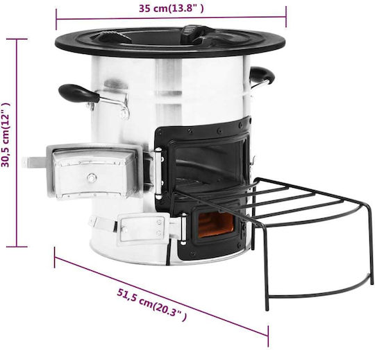 vidaXL Ξυλόσομπα για Camping 51.5x35x30.5εκ.