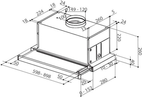 Faber Maxima NG EV8 Led AM/X A90 Συρόμενος Απορροφητήρας 90cm Inox