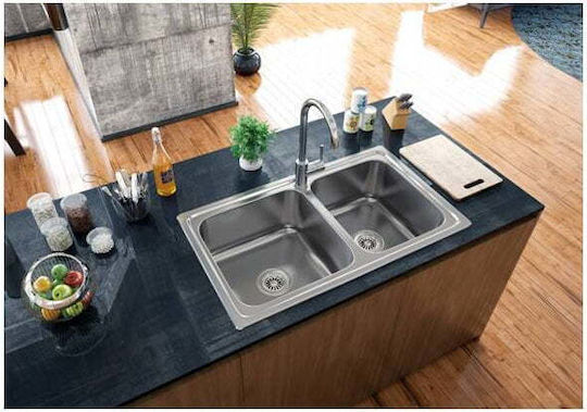 Karag BL 888 BL888 Drop-In Sink Right Inox Satin W86xD50cm Silver