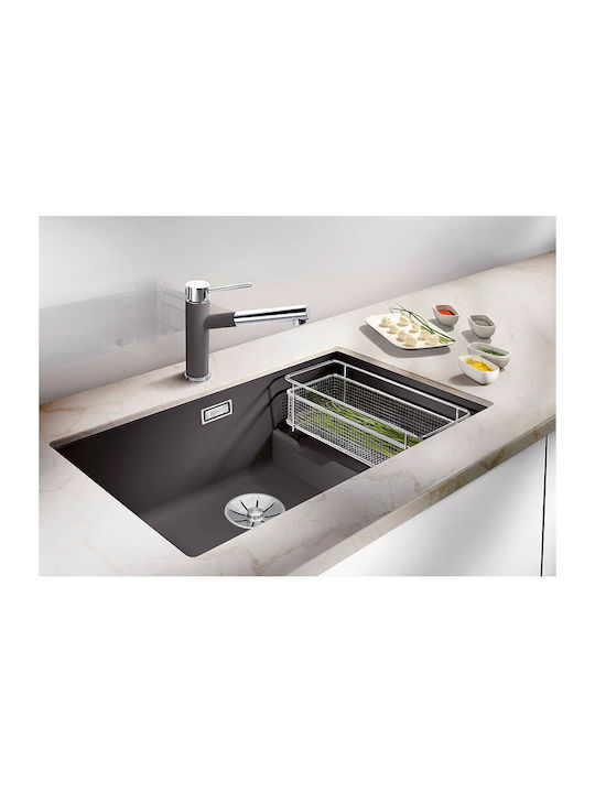 Blanco Subline 700-U Level Silgranit 526003 Sub masă Chiuvetă Stânga din Granit Sintetic L73xW46cm Negru