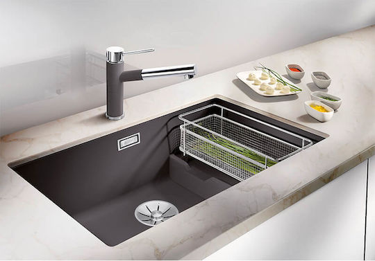 Blanco Subline 700-U Level Silgranit Υποκαθήμενος Νεροχύτης Αριστερός από Συνθετικό Γρανίτη Μ73xΠ46cm Black