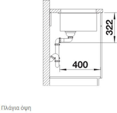 Blanco Subline 700-U Level Silgranit Υποκαθήμενος Νεροχύτης Αριστερός από Συνθετικό Γρανίτη Μ73xΠ46cm Black
