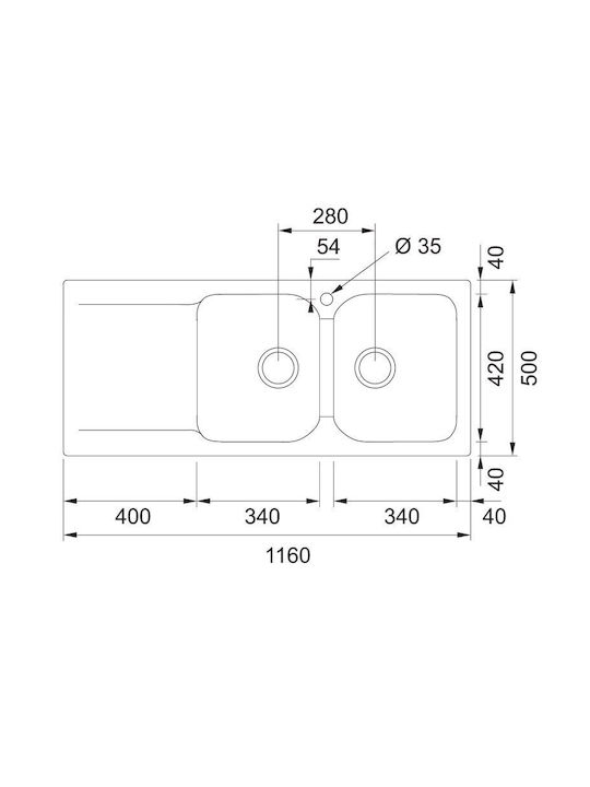 Franke Tectonite Kite Kid 621 3142101266 Drop-In Мивка от Синтетичен Гранит Ш116xД50см Бежов