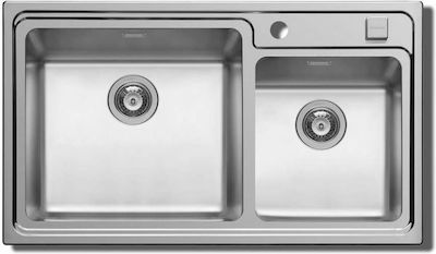 Pyramis Studio 2B Ένθετος Νεροχύτης Inox Σατινέ Μ86xΠ50cm Ασημί