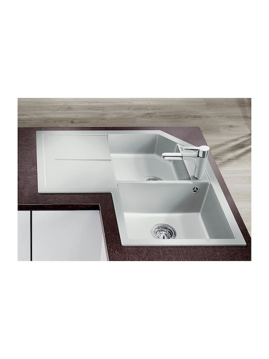 Blanco Metra 9 E 525938 Drop-In Spüle Ecke Links aus Verbundgranulat B83xT83cm Black