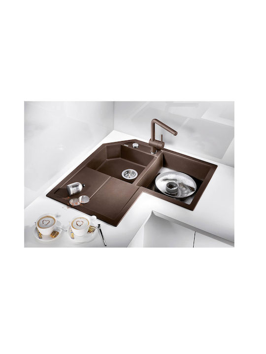 Blanco Metra 9 E 525938 Drop-In Spüle Ecke Links aus Verbundgranulat B83xT83cm Black
