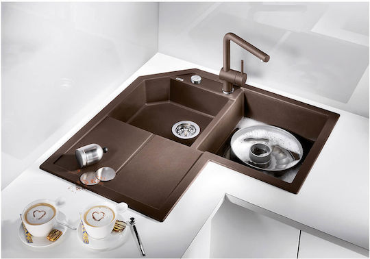 Blanco Metra 9 E 525938 Drop-In Sink Corner Left Synthetic Granite W83xD83cm Black