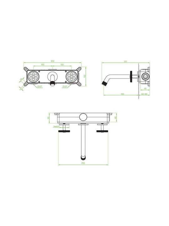 Laveo MURO Built-in Mixer & Spout Set for for Bathroom Sink 1 Exit Black