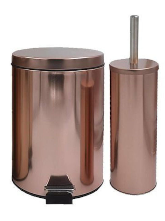 Sidirela Metallic Toilet Brush and Bin Set 7lt Rose Gold