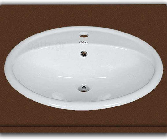 Huida Nuevo Eingelassenes Waschbecken Porzellan 58x50x21cm Weiß