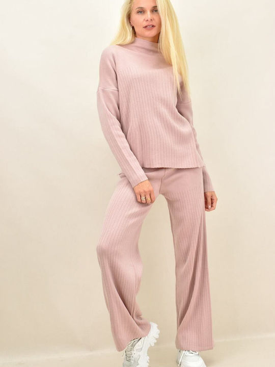 Potre Women's Pink Set with Trousers in Slim Fit