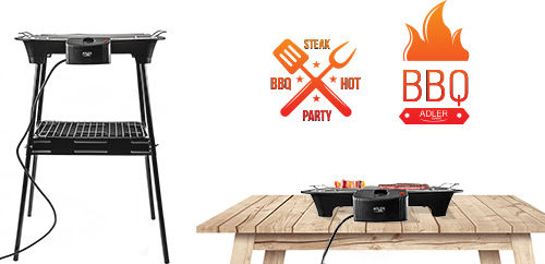 Adler AD-6602 With Legs Electric Grill Grill 2000W with Adjustable Thermostat 37.5cmx21.5cmcm
