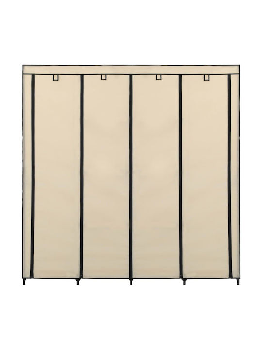 vidaXL Fabric Wardrobe with Zipper and Shelves in Beige Color 175x45x170cm