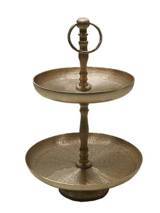 InTheBox Metallic Dessert Tower Stand with 2 Tiers Trier Gold Ø22cmxY31cm