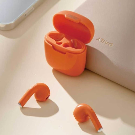 XO X23 TWS Earbud Bluetooth Handsfree Ακουστικά με Θήκη Φόρτισης Πορτοκαλί