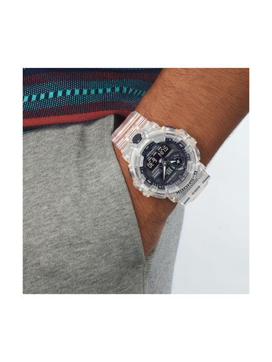 Casio G-Shock Αναλογικό/Ψηφιακό Ρολόι Χρονογράφος Μπαταρίας με Καουτσούκ Λουράκι σε Λευκό χρώμα